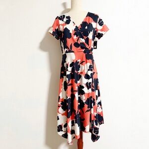 NEW Tacera Floral Asymmetrical Hem Twist Front Midi Dress